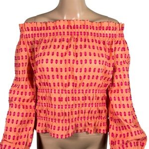 Wrangler Retro Shirt Western Rodeo Cropped Off the Shoulder Women Large NEW